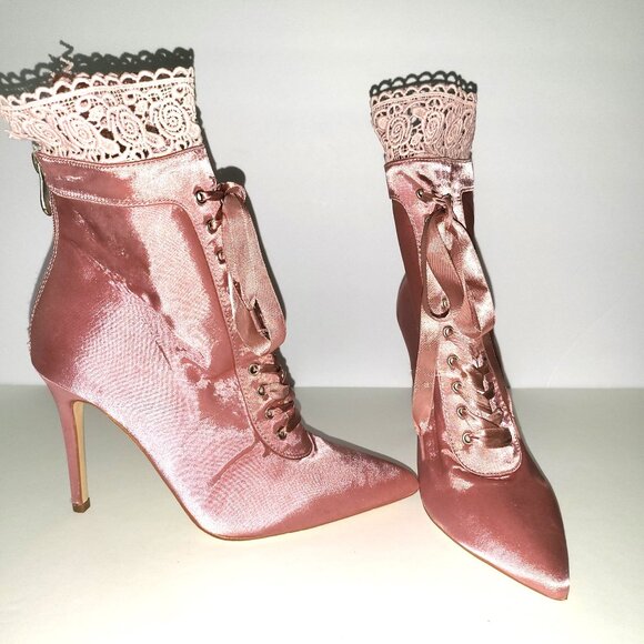 CAPE ROBBIN | Pink Laced Ballerina Heels - Picture 3 of 10